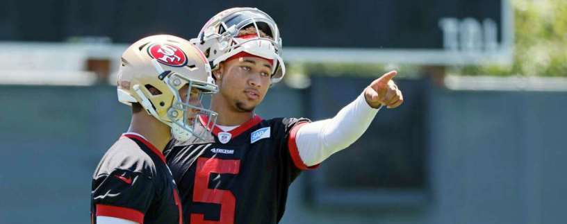 49ers QB Trey Lance was not spotted at practice today after NFL Network  reported that Sam Darnold would be QB2 behind Brock Purdy. Brandon Allen,  who has received praise from coach Kyle